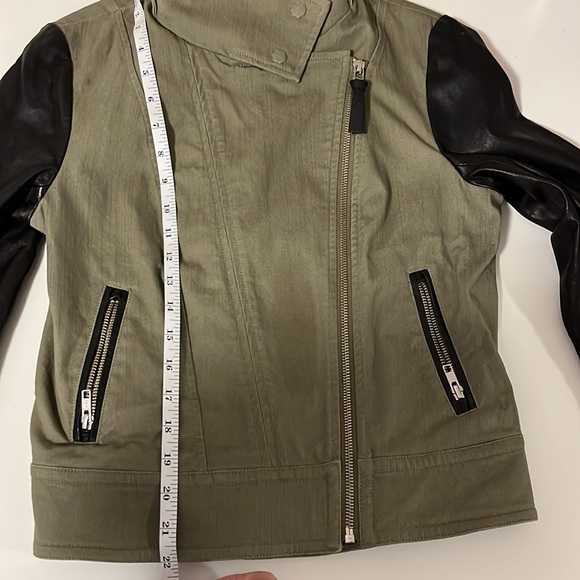 Mackage khaki moto motorcycle leather bomber jacket M biker - Picture 15 of 16